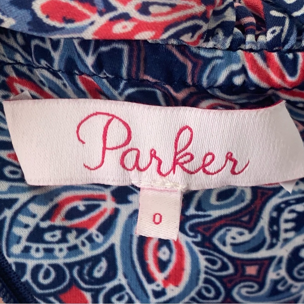 PARKER 100% Silk Lorenzo Paisley Cold Shoulder Halter Dress Size 0 - Picture 3 of 15